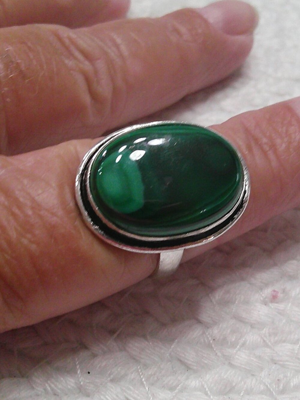 Gorgeous MALACHITE Handmade Sterling 925 Ring Size 10 #36F